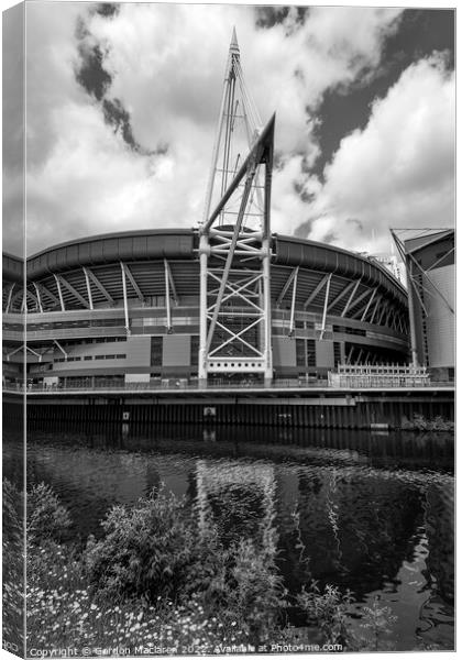 Principality Stadium, Cardiff, Wales Monochrome Canvas Print by Gordon Maclaren