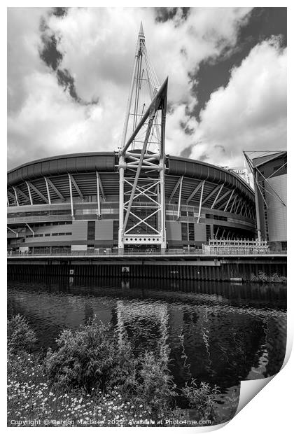 Principality Stadium, Cardiff, Wales Monochrome Print by Gordon Maclaren