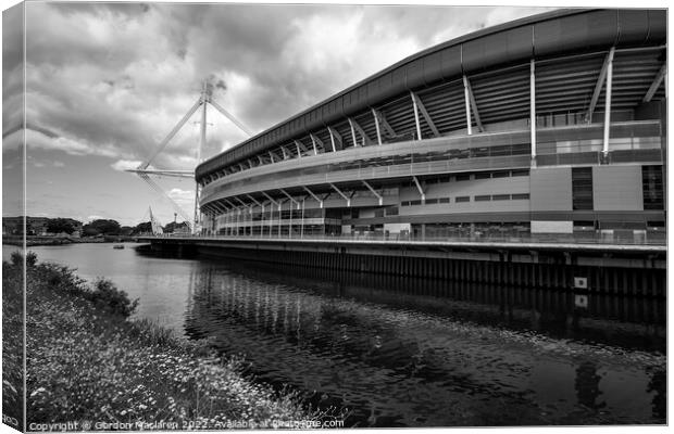 Principality Stadium, Cardiff, Wales Monochrome Canvas Print by Gordon Maclaren