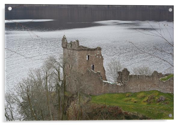 Urquhart Castle Acrylic by John Bridgewood