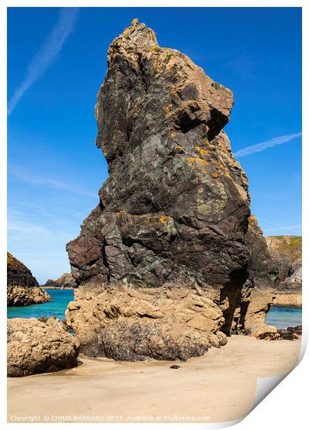 Steeple Rock Kynance Cove Print by CHRIS BARNARD