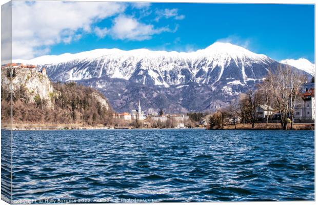 Enchanting Slovenian Landscape: Bled's Castle and  Canvas Print by Holly Burgess