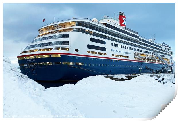 'Mesmerising Arctic Voyage: Bolette Cruise Ship' d Print by Holly Burgess