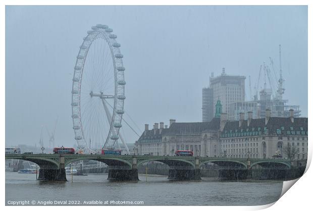 View of London during a snowy day Print by Angelo DeVal