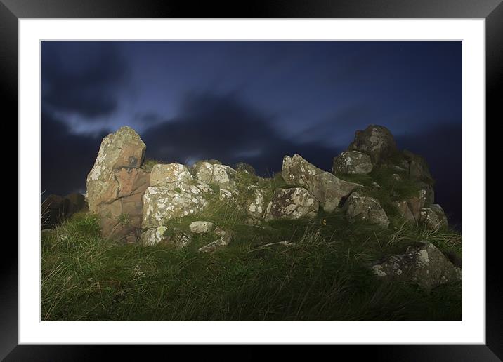 Rocks at night Framed Mounted Print by Sam Smith