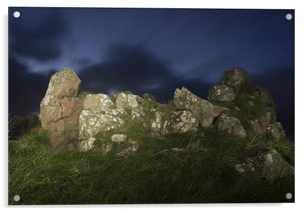 Rocks at night Acrylic by Sam Smith