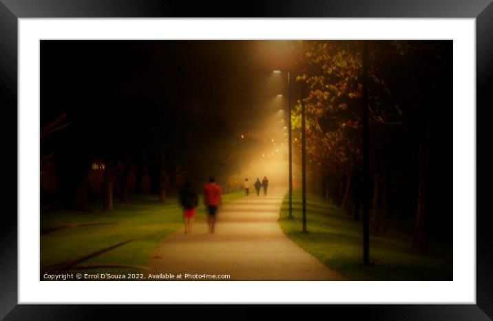 A Twilight Misty Walk in the Park Framed Mounted Print by Errol D'Souza