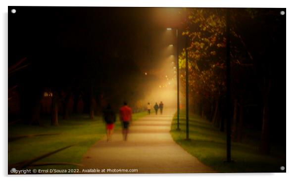 A Twilight Misty Walk in the Park Acrylic by Errol D'Souza
