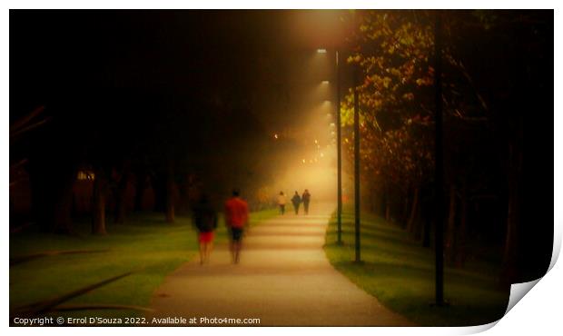 A Twilight Misty Walk in the Park Print by Errol D'Souza