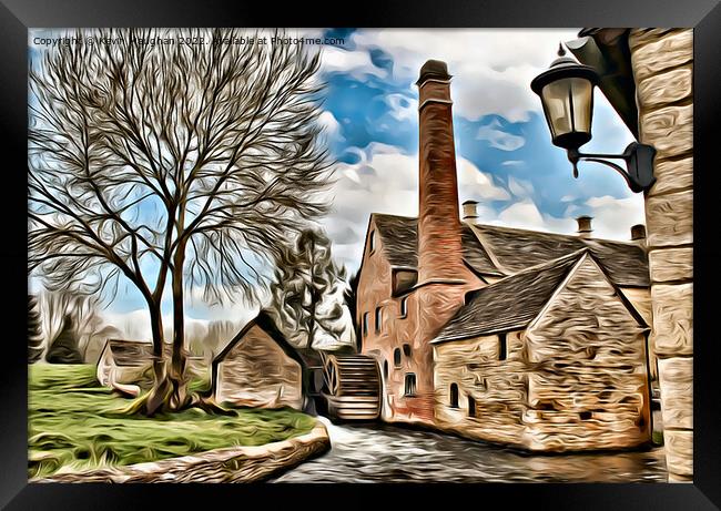 Upper Slaughters Mill (digital Cartoon Art) Framed Print by Kevin Maughan