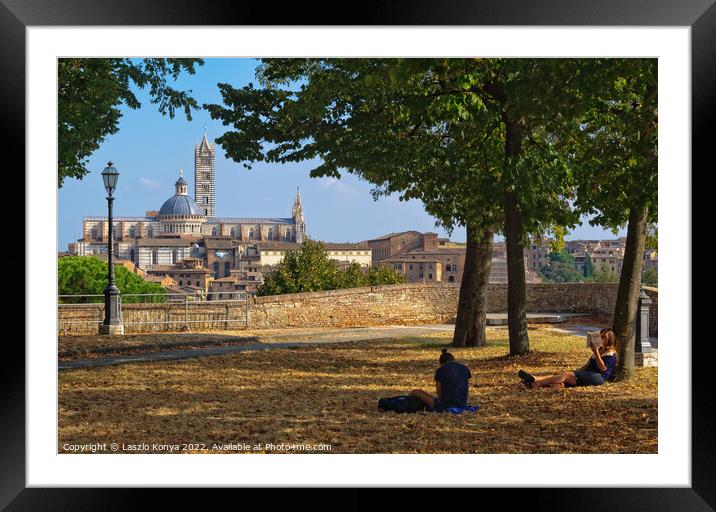 Quiet Spot at the Medici Fortress - Siena Framed Mounted Print by Laszlo Konya