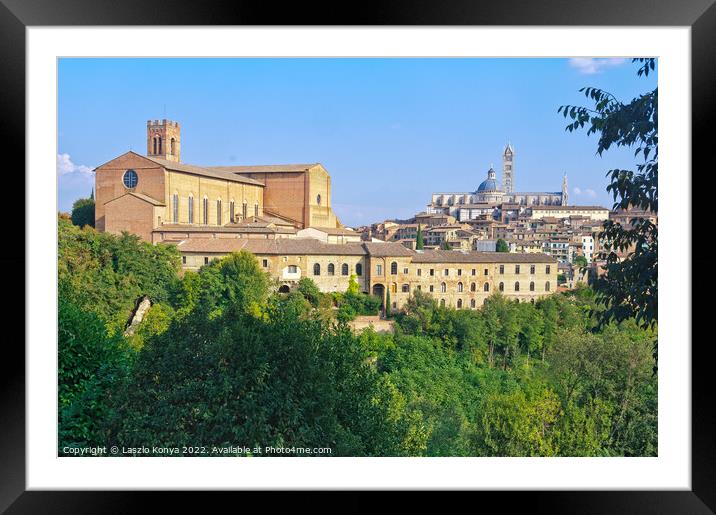 Basilica di San Domenico and the Duomo - Siena Framed Mounted Print by Laszlo Konya
