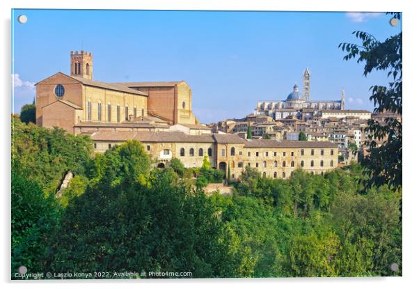 Basilica di San Domenico and the Duomo - Siena Acrylic by Laszlo Konya