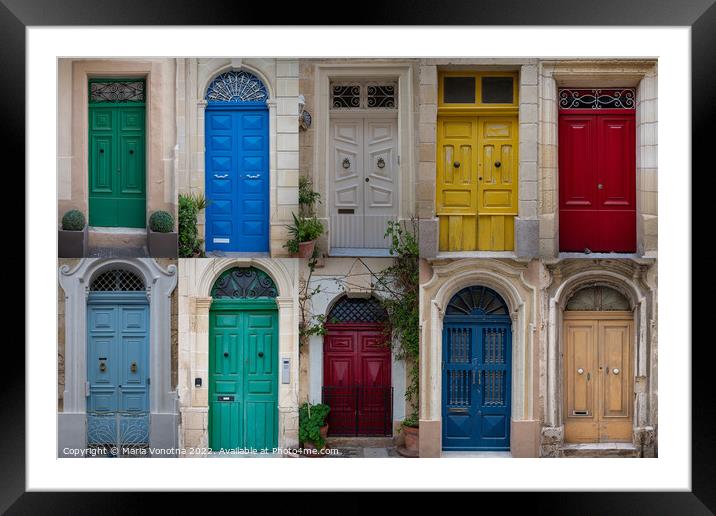 Collage of colorful front doors in Malta Framed Mounted Print by Maria Vonotna