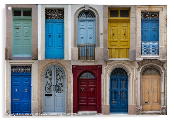 Set of colorful front doors in Malta Acrylic by Maria Vonotna