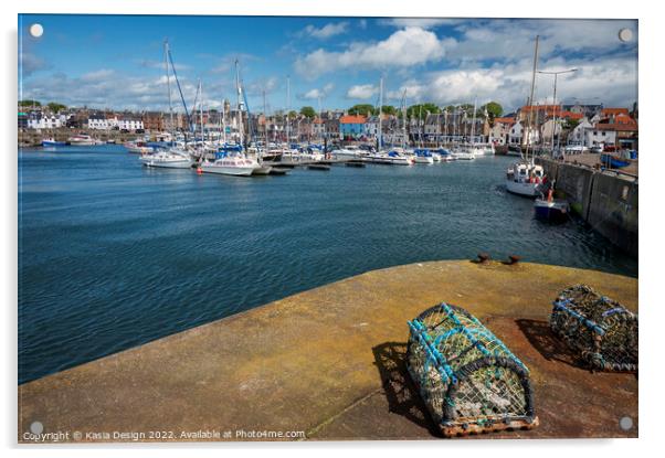 Anstruther Harbour and Marina, Fife Acrylic by Kasia Design