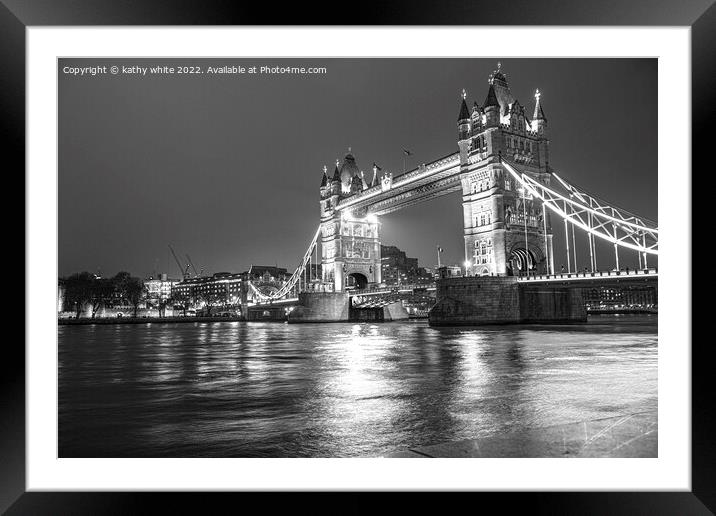 Tower bridge London ,black and white Framed Mounted Print by kathy white
