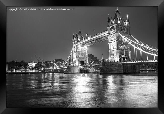Tower bridge London ,black and white Framed Print by kathy white