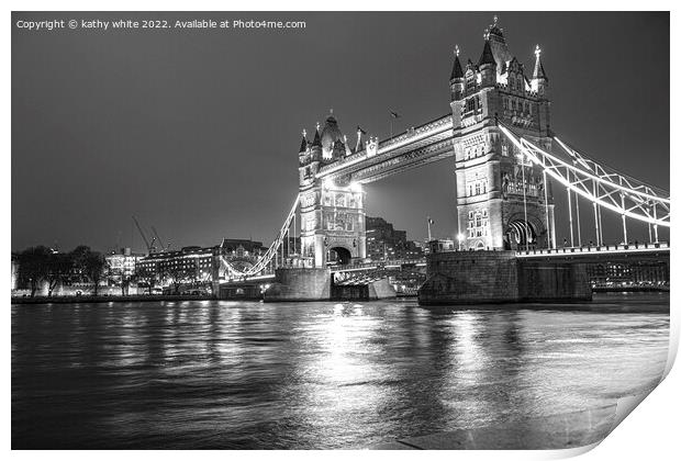 Tower bridge London ,black and white Print by kathy white