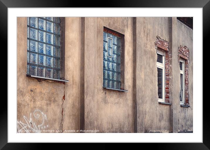 Old weathered wall facade with windows Framed Mounted Print by Ingo Menhard