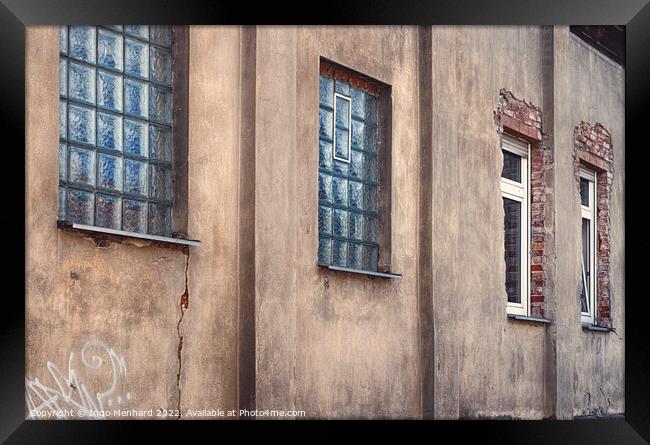Old weathered wall facade with windows Framed Print by Ingo Menhard