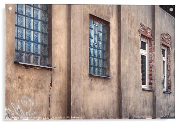 Old weathered wall facade with windows Acrylic by Ingo Menhard
