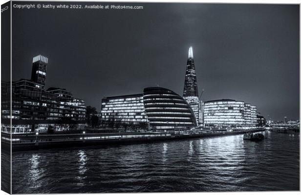 The Shard black and white Canvas Print by kathy white
