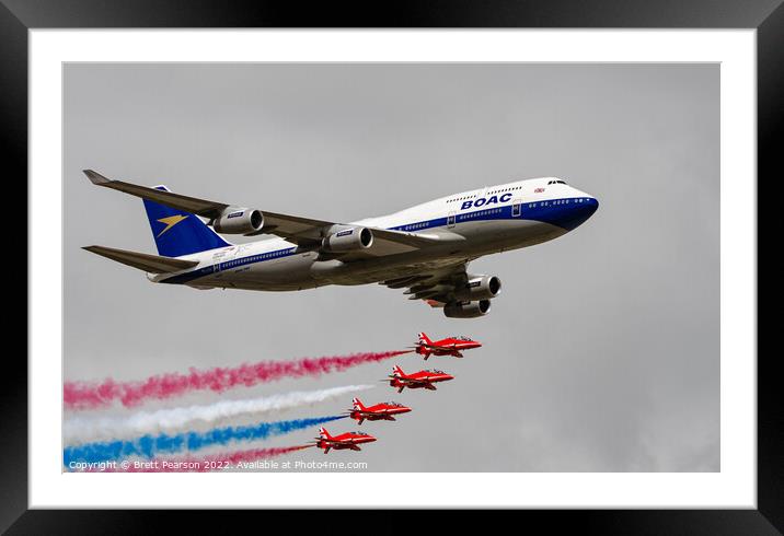 747 Jumbo with the Red Arrows Framed Mounted Print by Brett Pearson