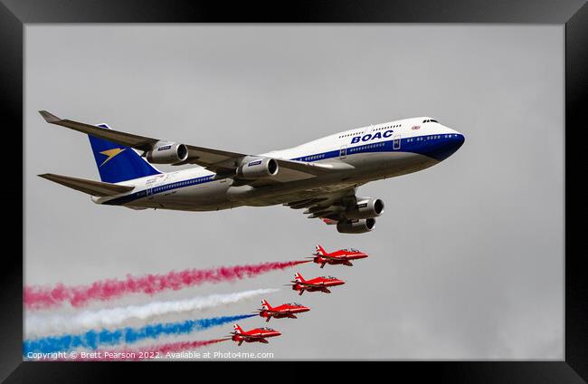 747 Jumbo with the Red Arrows Framed Print by Brett Pearson