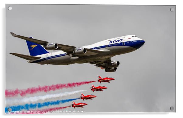 747 Jumbo with the Red Arrows Acrylic by Brett Pearson