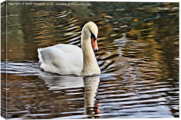 Swan On The River Wansbeck (Digital Art Image) Canvas Print by Kevin Maughan