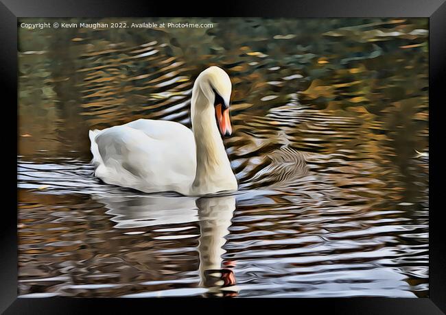 Swan On The River Wansbeck (Digital Art Image) Framed Print by Kevin Maughan
