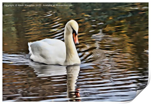 Swan On The River Wansbeck (Digital Art Image) Print by Kevin Maughan