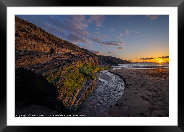 Mwnt Beach Wales Framed Mounted Print by Simon Beer