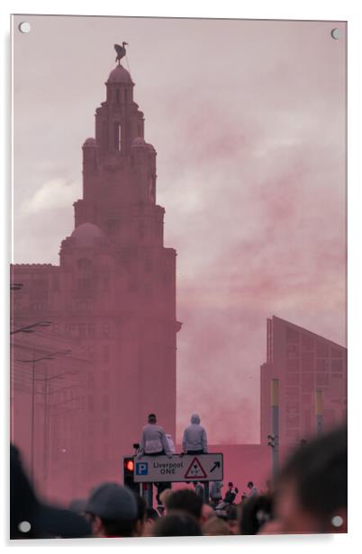 Liverpool Victory Parade 2022 Acrylic by Liam Neon