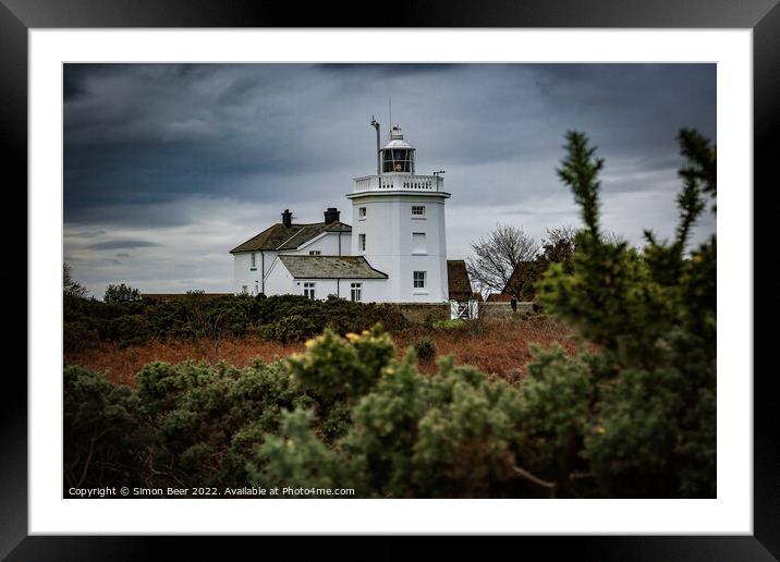 Overstrand Lighthouse Norfolk Framed Mounted Print by Simon Beer