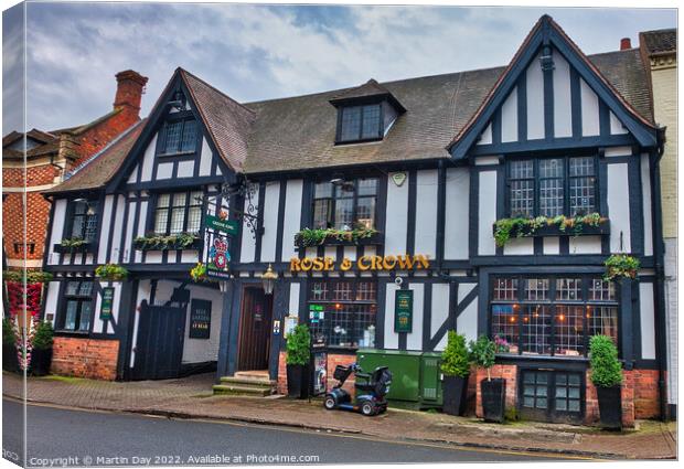 The Rose and Crown in Stratford upon Avon Canvas Print by Martin Day