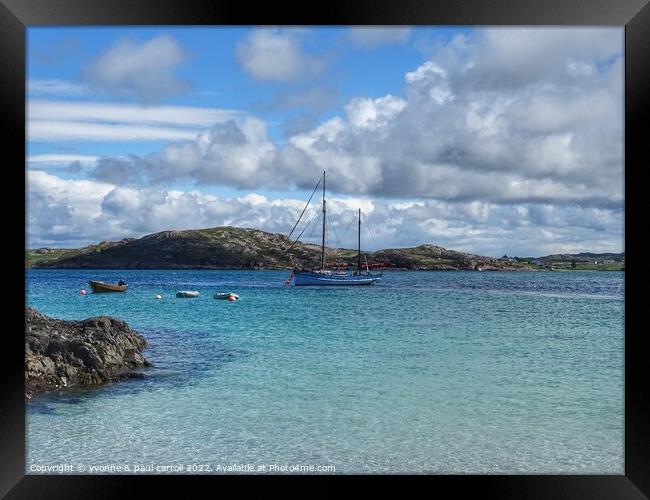 Yacht moored up on the island of Iona Framed Print by yvonne & paul carroll