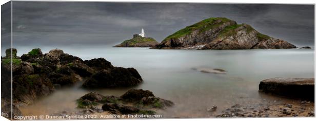 The Mumbles Lighthouse  Canvas Print by Duncan Spence