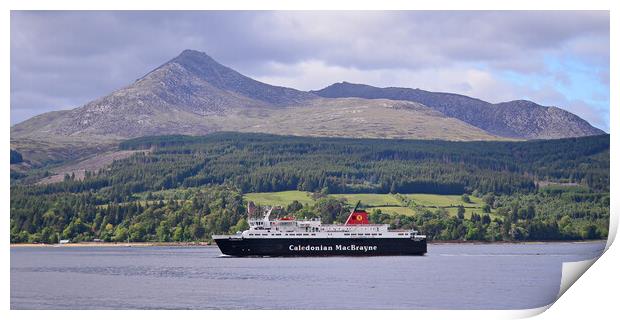 Cal Mac ferry and Goat Fell Print by Allan Durward Photography