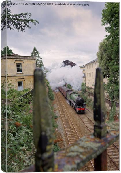 Mayflower steam train through the railings  Canvas Print by Duncan Savidge