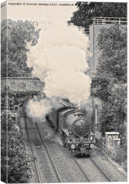 Steam train in black and white Canvas Print by Duncan Savidge
