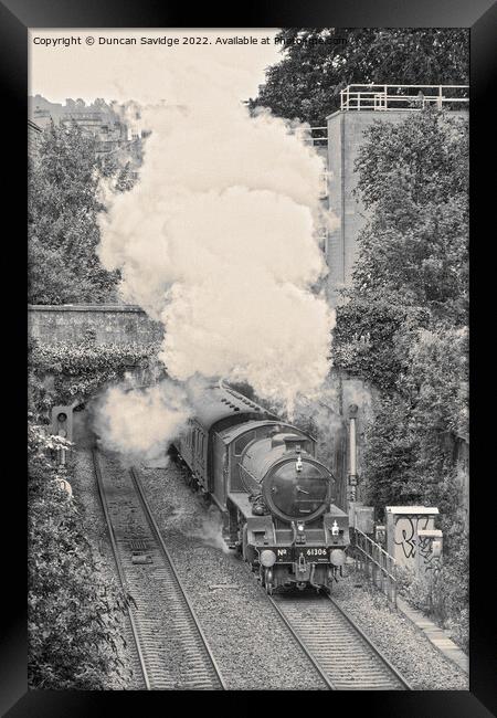 Steam train in black and white Framed Print by Duncan Savidge