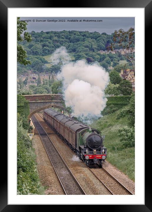 Steam train accelerating out of Oldfield Park Bath Framed Mounted Print by Duncan Savidge