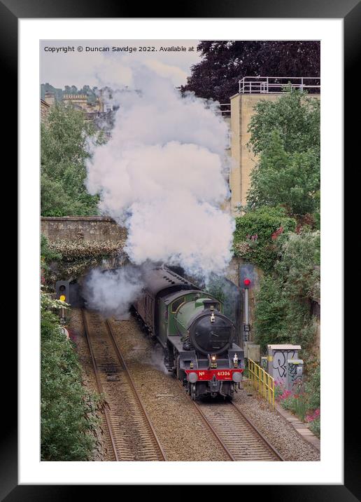 Mayflower steam train leaving Bath Framed Mounted Print by Duncan Savidge