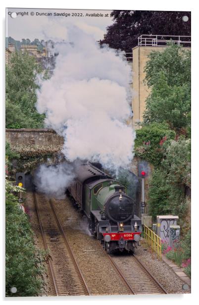 Mayflower steam train leaving Bath Acrylic by Duncan Savidge