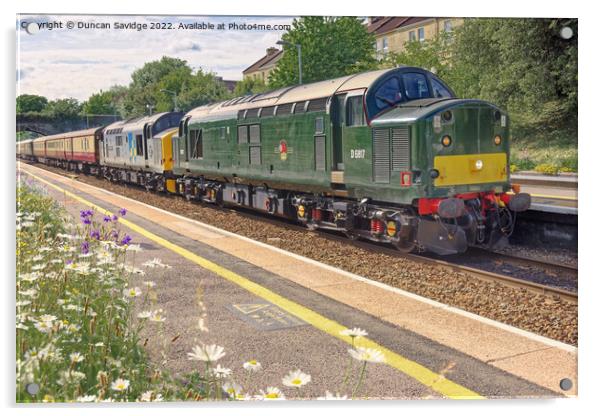 Rare class 37 diesel trains through Oldfield Park Bath Acrylic by Duncan Savidge