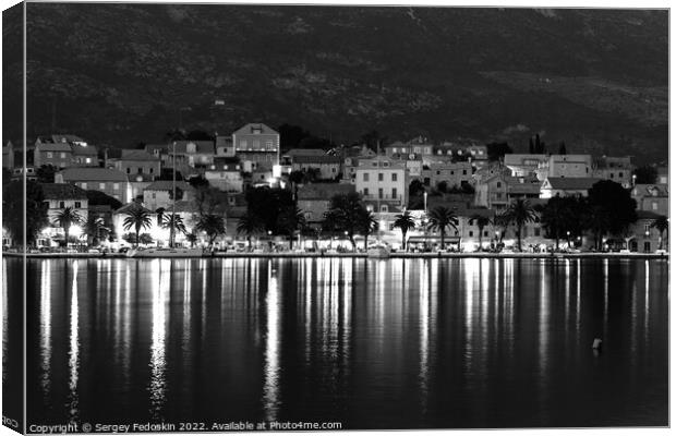Night over Cavtat. Cavtat is a town in Dalmatia near Dubrovnik, Croatia. Canvas Print by Sergey Fedoskin