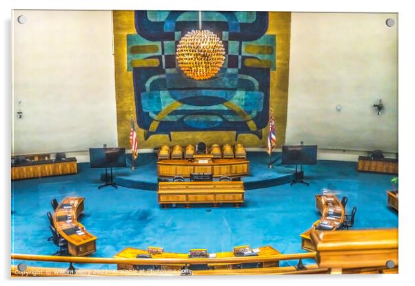 Senate Chamber State Capitol Building Honolulu Hawaii Acrylic by William Perry