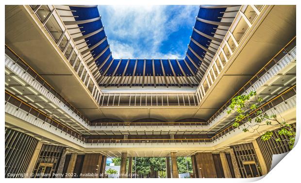 Open Air Atrium State Capitol Building Legislature Honolulu Hawa Print by William Perry